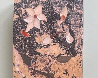 Soapstone Box with Mother of Pearl Inlay Floral Design