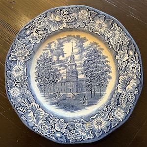 Liberty Blue Staffordshire Ironstone Dinner Plate - Independence Hall