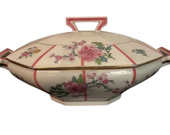 Beautiful Floral Limoge Covered Dish