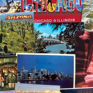 Pacchetto di (30) cartoline colorate e vintage da tutti gli Stati Uniti