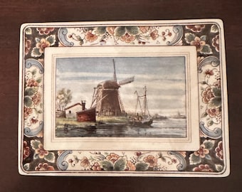 Vintage Westraven Anno 1661 Delft Handwork Tray, Made in Holland