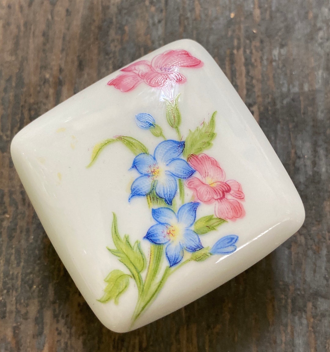Limoges Box Rv Small Limoge Box W/pink & Blue Flowers - Etsy