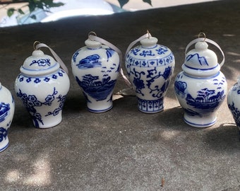 Blue & White Chinese Inspired Ginger Jar Ornament