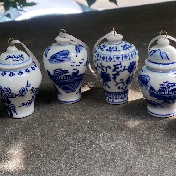 Blue & White Chinese Inspired Ginger Jar Ornament