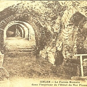 Vintage Postcard of the Roman Forum at the Hotel Pinus in Arles, France