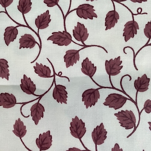 Currant & White Vine Pattern - Cotton Drapery Wright Fabric