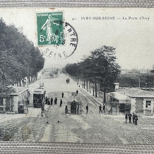 Französische Vintage Postkarte - Ivey Sur Seine -Le Porte d'Ivry
