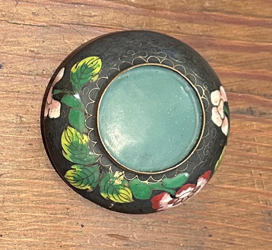 Magnifique Cendrier Chinois Cloisonné - Oiseaux & Fleurs Du 19e Siècle - Pièce Authentique