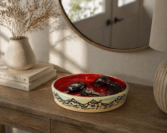 Handgefertigte Keramik Catchall Dish, 7-Zoll-dekoratives Tablett, Schmuckschale Schüssel, moderne Keramik Platte, Ringhalter, Handwerker Wohndekor
