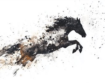 Horse Leap, Watercolor Splash