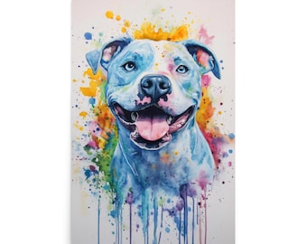 Pitbull Watercolor Art Print