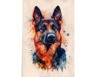 German Shepherd Watercolor Poster
