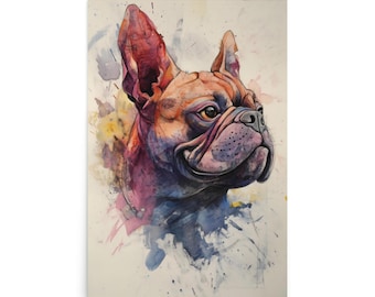 French bulldog watercolor poster