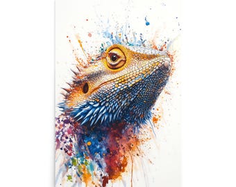Bearded Dragon Watercolor Poster