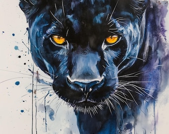 Panther Watercolor Splash, Wall Art Poster