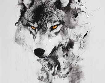 Wolf Watercolor, Minimalistic Style, Poster / Wall Decor