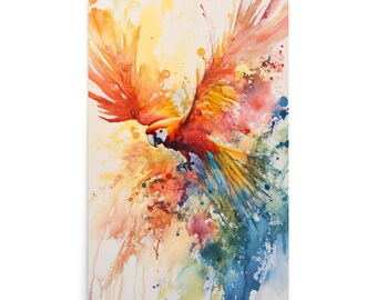 Watercolor Splash Macaw
