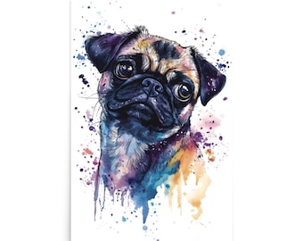 Pug Watercolor Poster