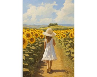 Sunflower Girl Large Wall Art Poster