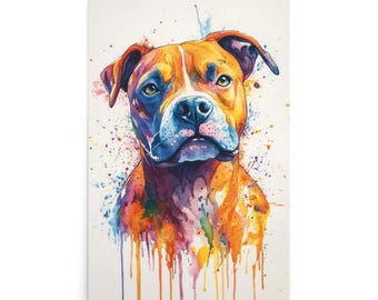 Pitbull Watercolor Art Print