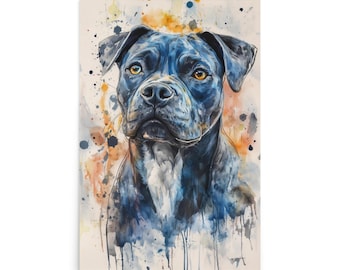 Pitbull Watercolor Art Print