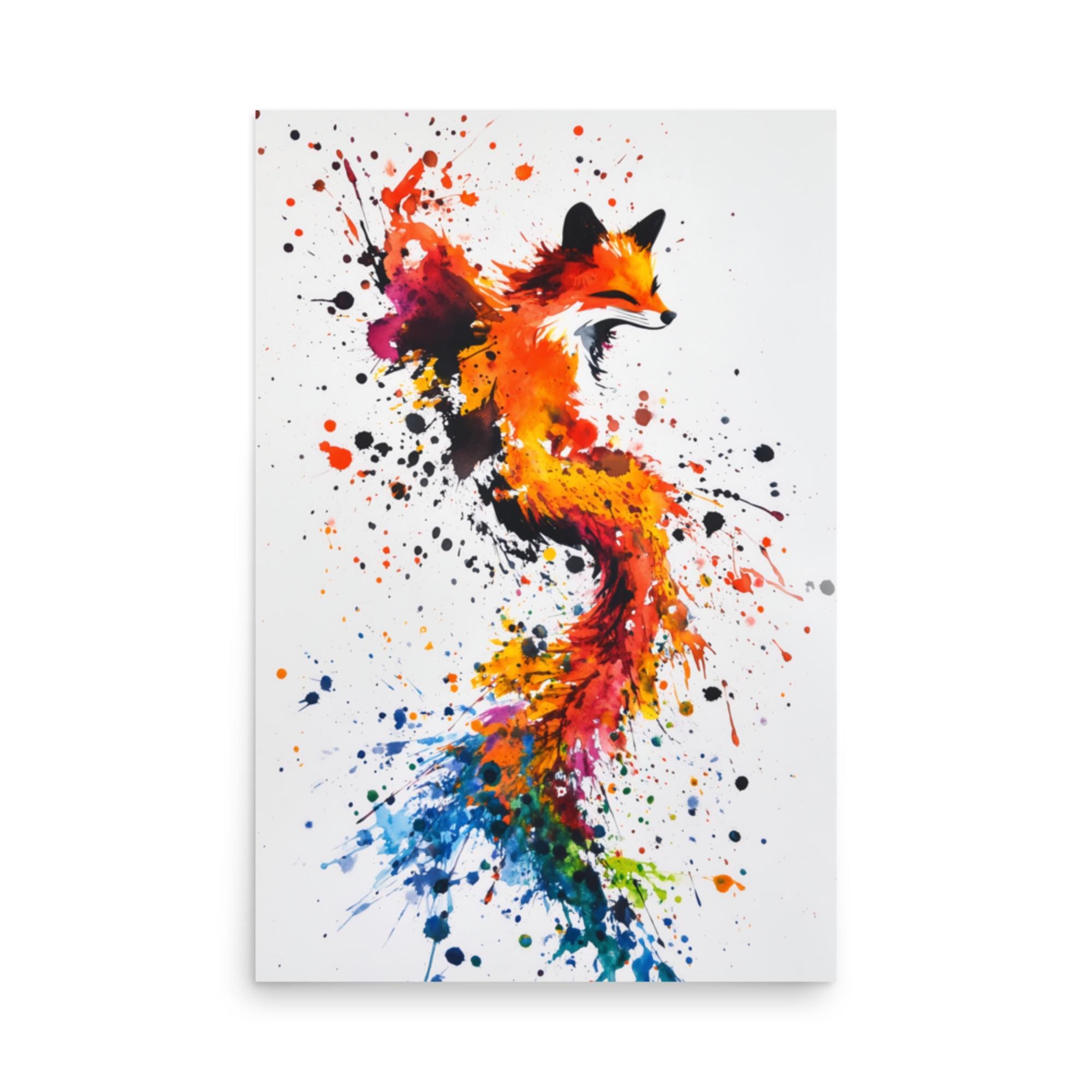 Fox Watercolor Splash Wall Art / Poster