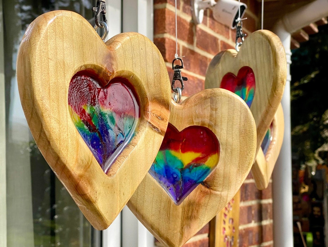 Rainbow Wind Spinner Rainbow Maker Wood & Resin Suncatcher Spinning