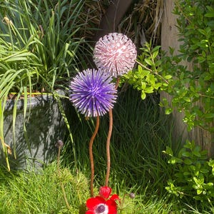 Purple & Pink Dandelion / Allium Garden Ornament