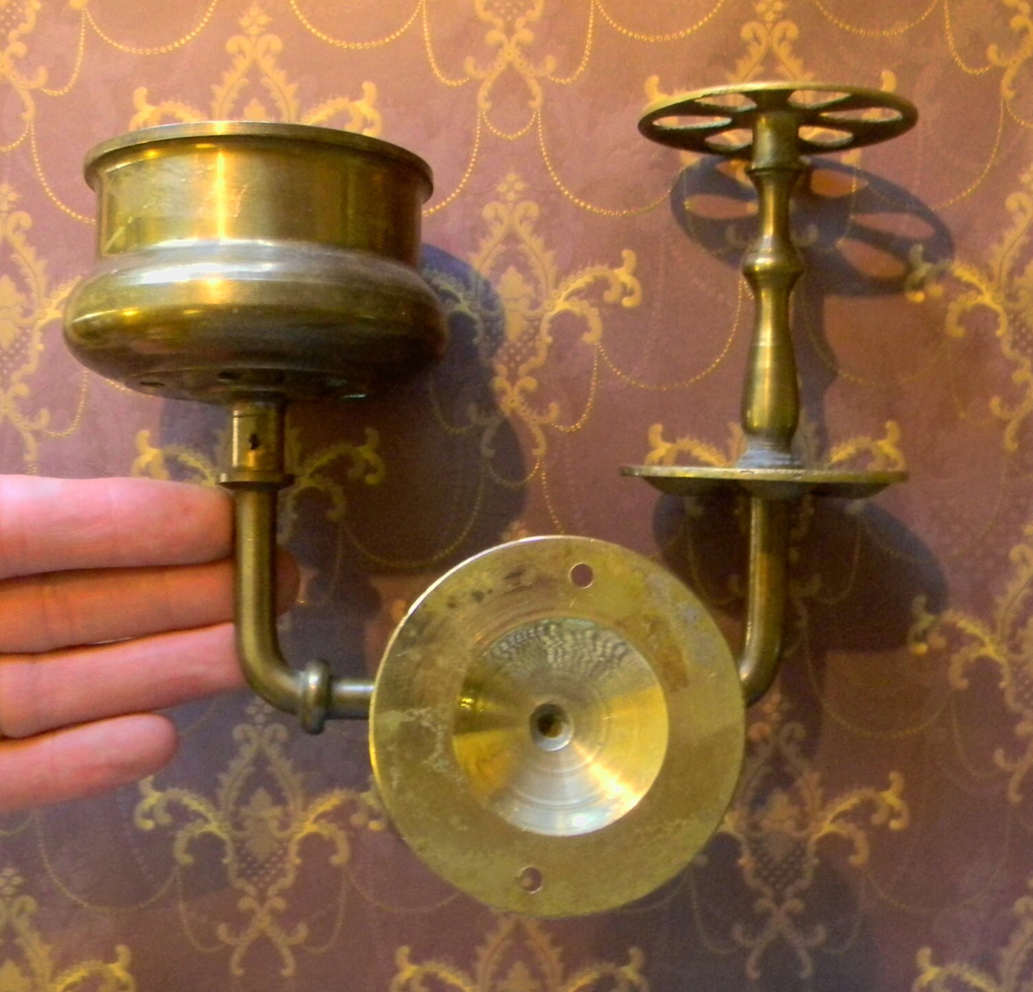 Amazing Antique Solid Brass Toothbrush Holder With Cup Holder Etsy