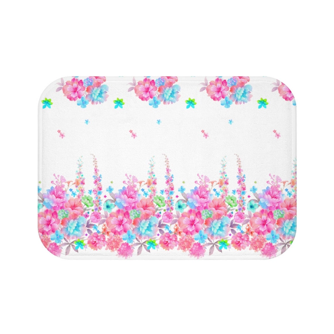 Flower shower mat floral bath decor Pink floral bath mat Etsy