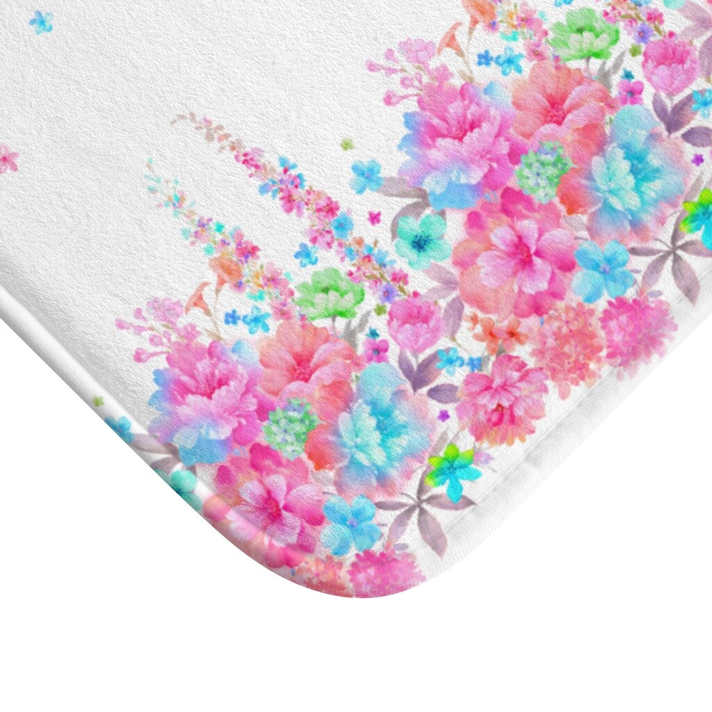 Flower shower mat floral bath decor Pink floral bath mat Etsy