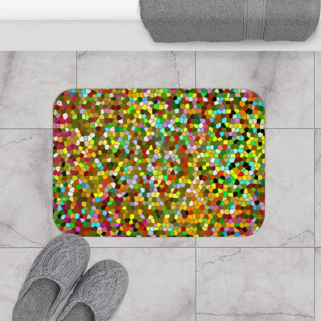 Colorful bath mat Unique bathroom decor Jewel tone mosaic Etsy