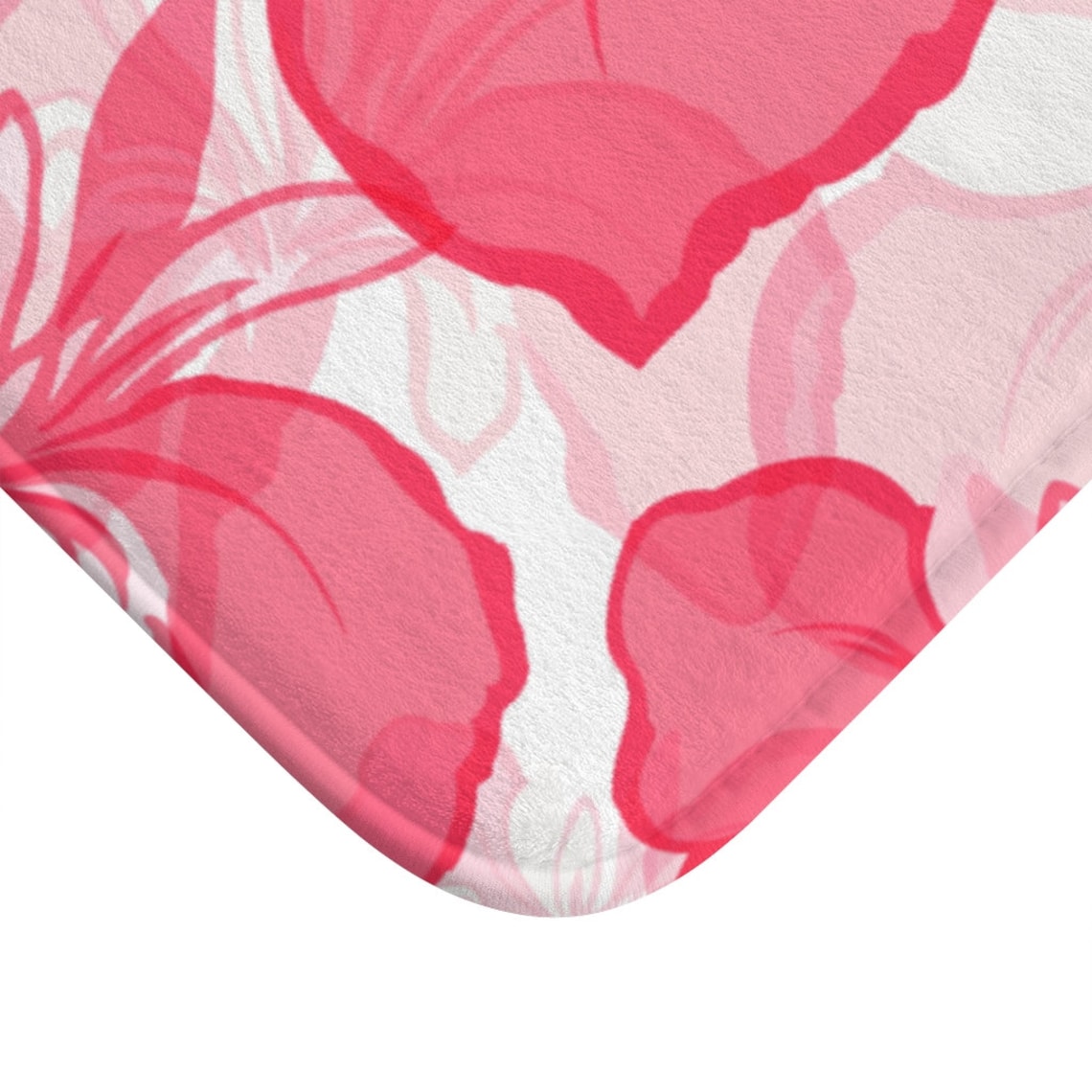 Pink flowers bath mat floral bathroom decor Floral shower Etsy