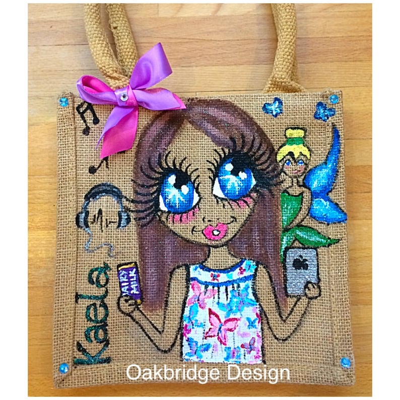 Small Personalised and HandPainted Jute Bag