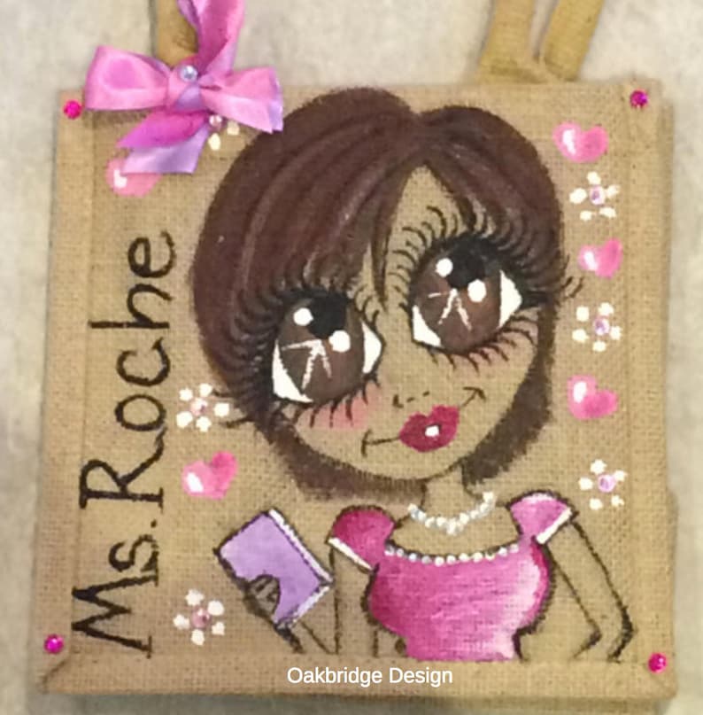 Small Personalised and HandPainted Jute Bag