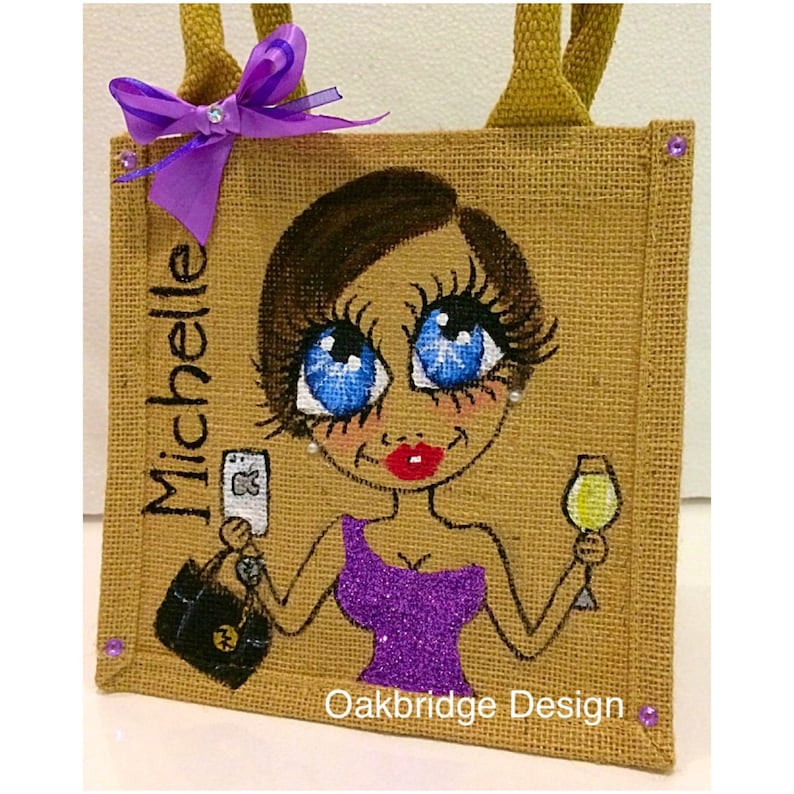 Small Personalised and HandPainted Jute Bag