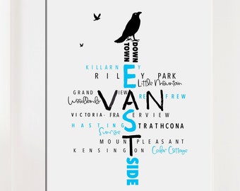 PRINT - East Van Print , Vancouver BC Canada , Canadian Artist , East Van Crow , 8x10 Print