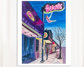 PRINT - Burnaby Heights Print  featuring the infamous iconic Helen The Swinging Girl ,  A  Watercolor Print 8x10  by Local Artist