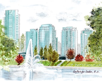 PRINT - Watercolor Coquitlam Print - LaFarge Lake - TriCities - 8x10