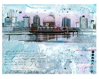 PRINT - Mixed Media - Vancouver -  Space Science World  -  8x10 Physical Print - made by local Port Moody artist
