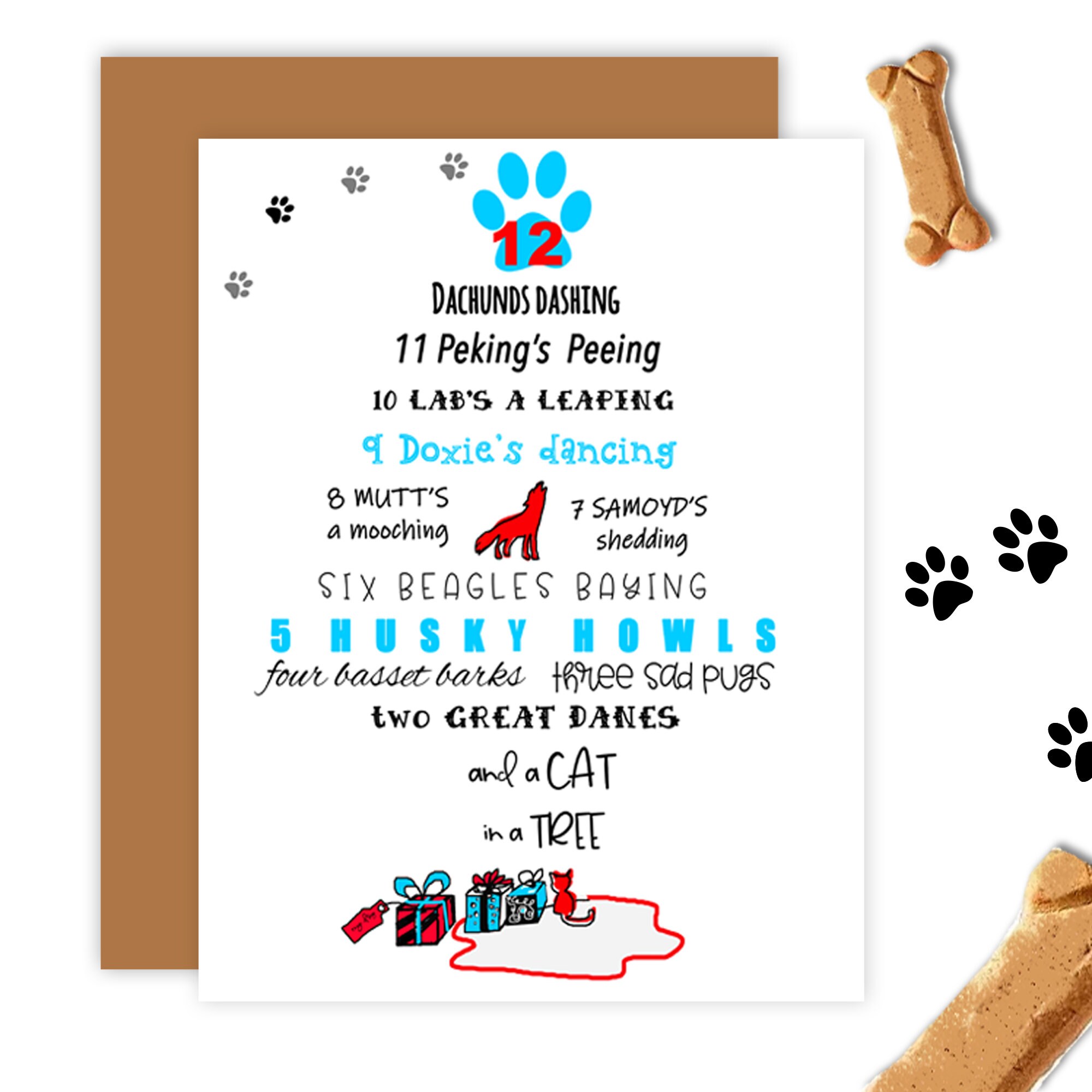 12 Days Of Christmas Dog Card Christmas Card Funny Xmas Etsy Singapore