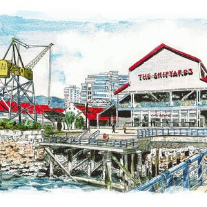 IMPRESSION - Impression d'art des chantiers navals de Vancouver - Illustration aquarelle réalisée par un local de la Colombie-Britannique Artiste - impression physique 8 x 10