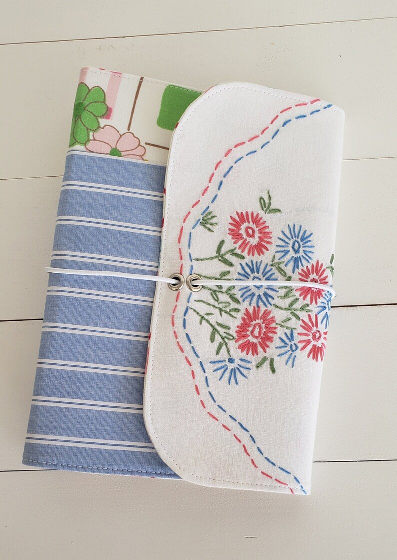 Blue Stripe Fabric Junk Journal Cover Etsy