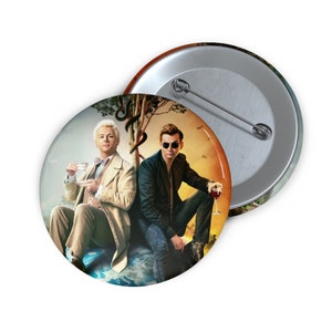 David Tennant, Michael Sheen, Crowley, Aziraphale, Good Omens Pin Buttons