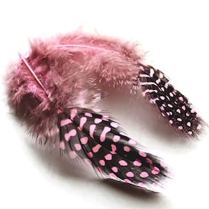 Dyed Pink Guinea Hen Feathers 2-4.5&quot; | 25 pcs.