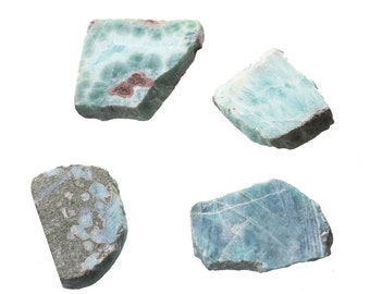 Natural Raw Larimar Slice | Light Blue 1-2" Thick Atlantis Stone Unpolished Healing Crystal