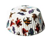 Cute Sea Life Creatures on White Standard Size Cupcake Liners 25 pieces