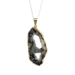 Gold Plated Druzy Agate Coco Pendant 2&quot;