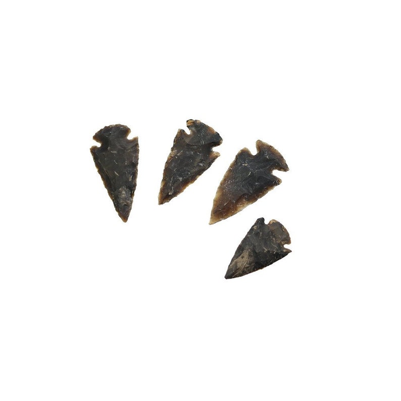 4 pieces Midnight Black Brown Agate Arrowheads 1-2