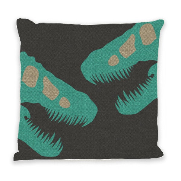 Dinosaur Throw Pillow Tyannosaurus Rex Aqua Teal Pillow Cover by Geo Evolution